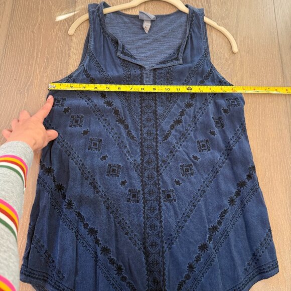 Knox Rose Navy Blue Aztec/Inca/Boho Sleeveless Tunic Women's Top XS - Picture 6 of 10
